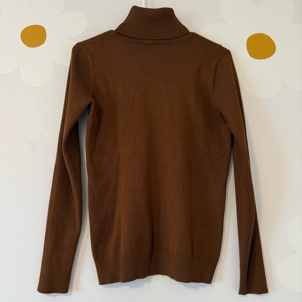 EUC Calvin Klein Rich Brown Ribbed Turtle Neck Sweater - Picture 4 of 8